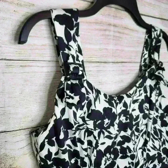 CHAPS by Ralph Lauren black & white floral sheath sundress midi dress size 6 - Picture 6 of 9